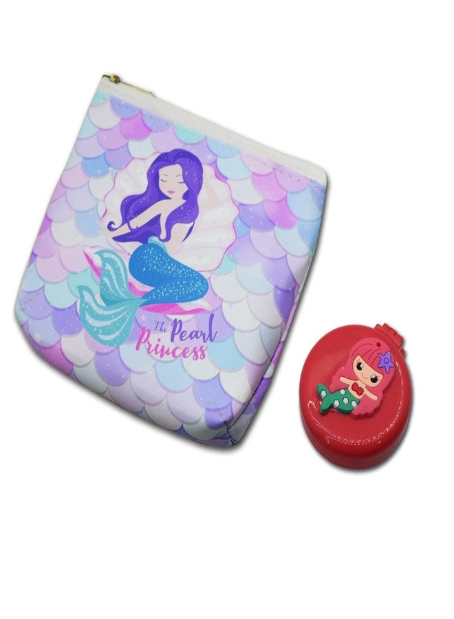 Asera مجموعة هدايا عيد ميلاد من أسيرا، حقيبة بتصميم حورية البحر مع فرشاة جيب للبنات (مجموعة من 12 قطعة) - Image 2